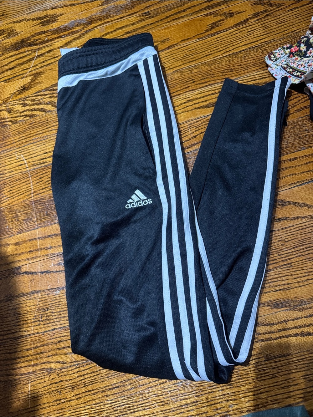 adidas Kids Black Joggers with White Three Stripes